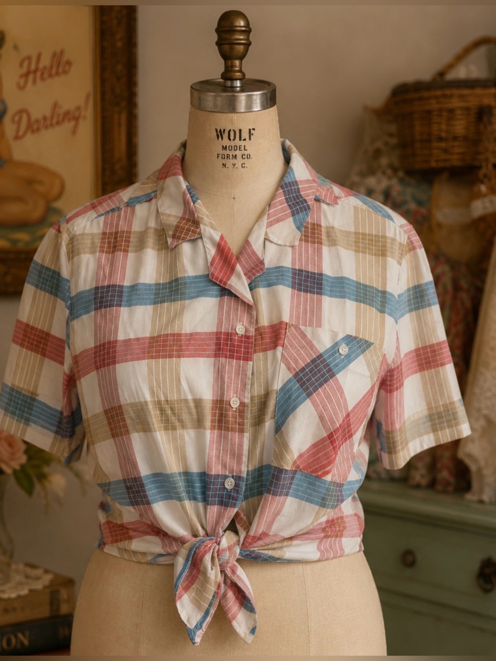 *Vintage 70’s/80’s- Lady Devon- Plaid Button-Up - plus size blouse - xxl